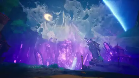 Launch-trailer beat with Zirian, Cuckoo, and clockpunk spectacle in the same shot