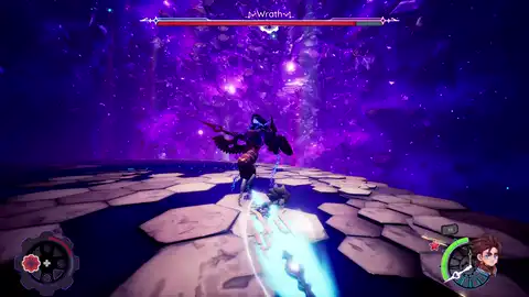 Wrath combat quarter — lunge and slam exchange before the arena shifts