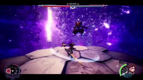 Wrath arena after a health-gate — Zirian has to leave the floor and take the outer route